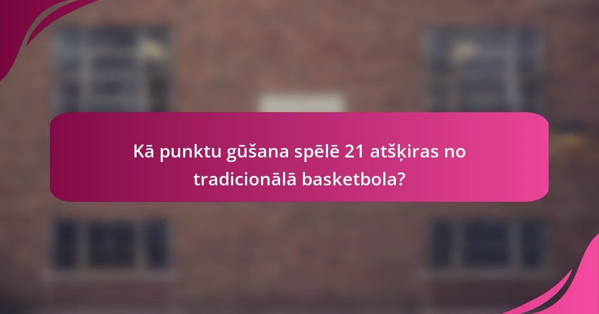 Kā punktu gūšana spēlē 21 atšķiras no tradicionālā basketbola?