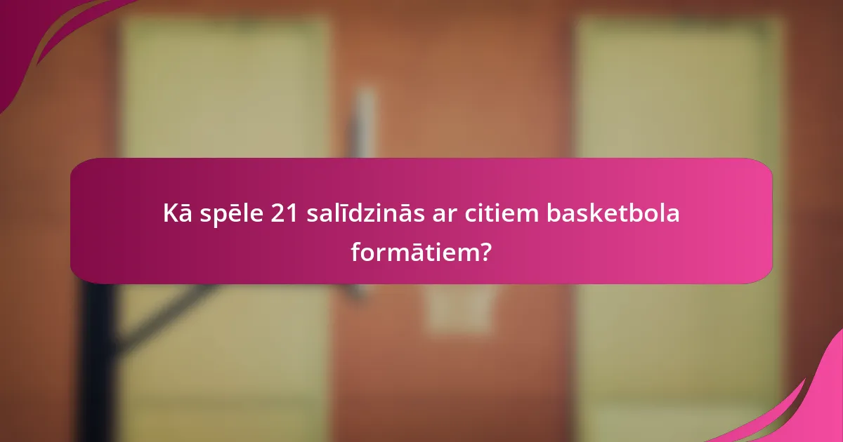 Kā spēle 21 salīdzinās ar citiem basketbola formātiem?