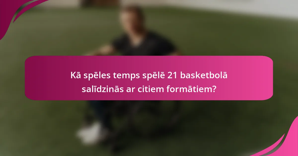 Kā spēles temps spēlē 21 basketbolā salīdzinās ar citiem formātiem?