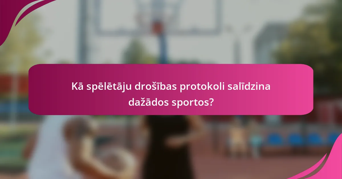Kā spēlētāju drošības protokoli salīdzina dažādos sportos?