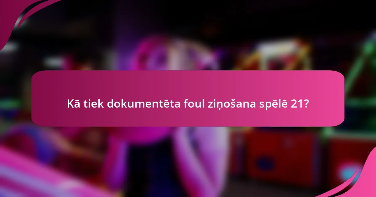 Kā tiek dokumentēta foul ziņošana spēlē 21?