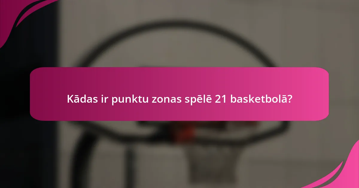 Kādas ir punktu zonas spēlē 21 basketbolā?