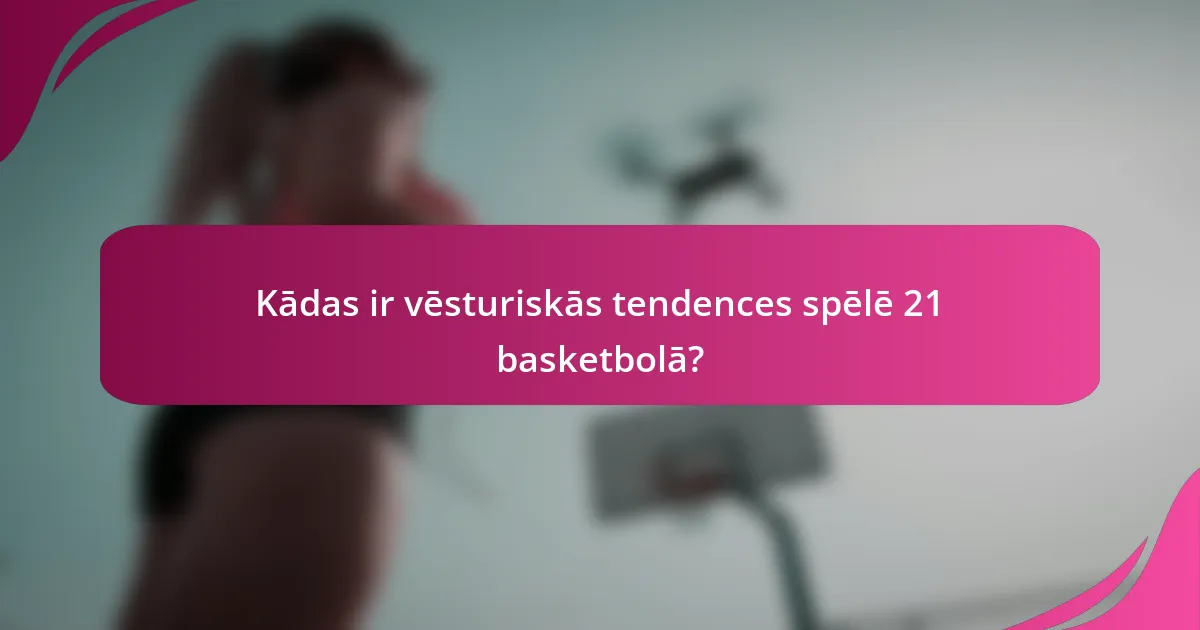 Kādas ir vēsturiskās tendences spēlē 21 basketbolā?