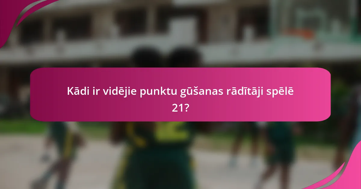 Kādi ir vidējie punktu gūšanas rādītāji spēlē 21?