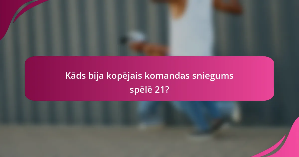 Kāds bija kopējais komandas sniegums spēlē 21?