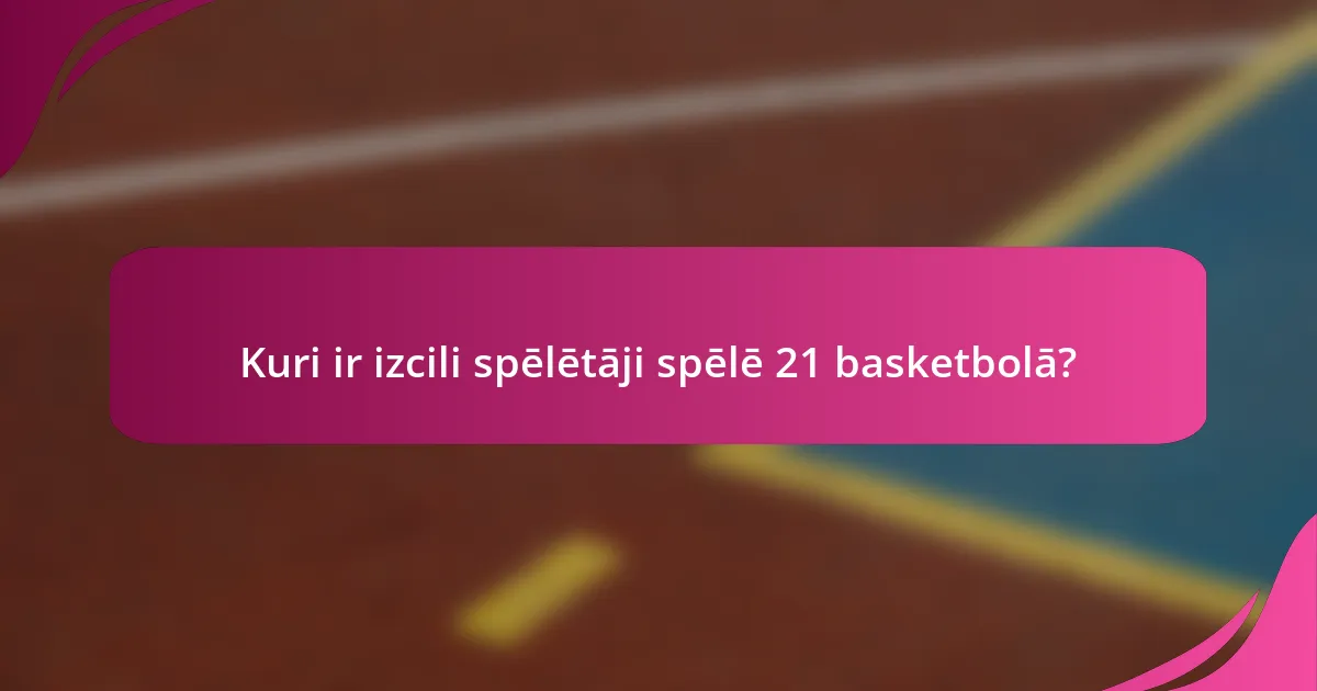 Kuri ir izcili spēlētāji spēlē 21 basketbolā?