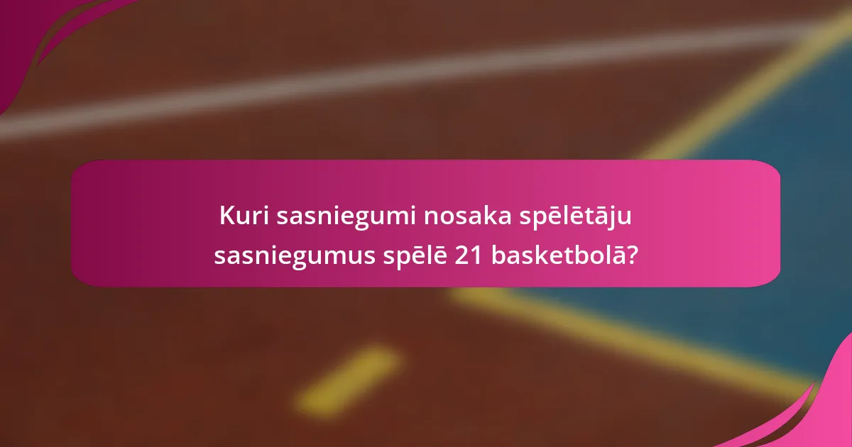 Kuri sasniegumi nosaka spēlētāju sasniegumus spēlē 21 basketbolā?